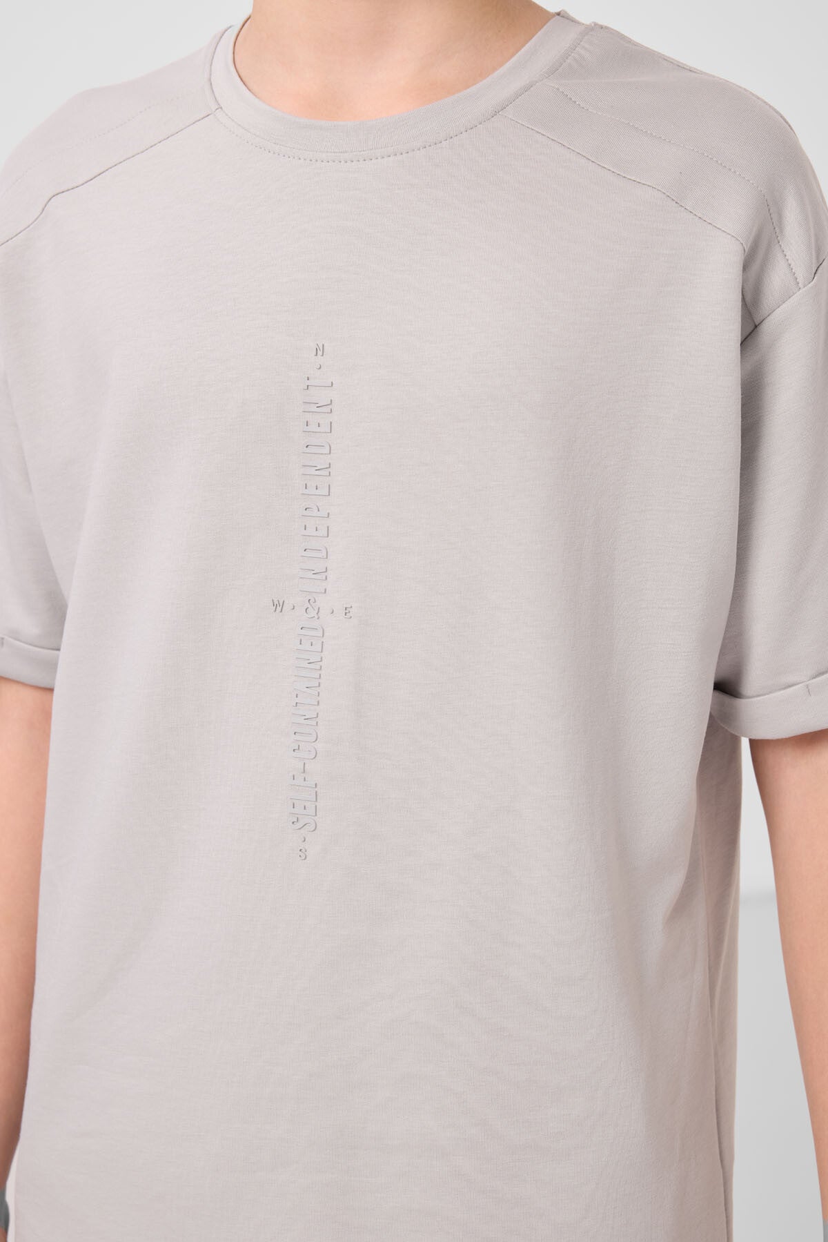 Image of Taş Pamuklu Yumuşak Dokulu Oversize Baskılı Erkek Çocuk T-Shirt - 11301