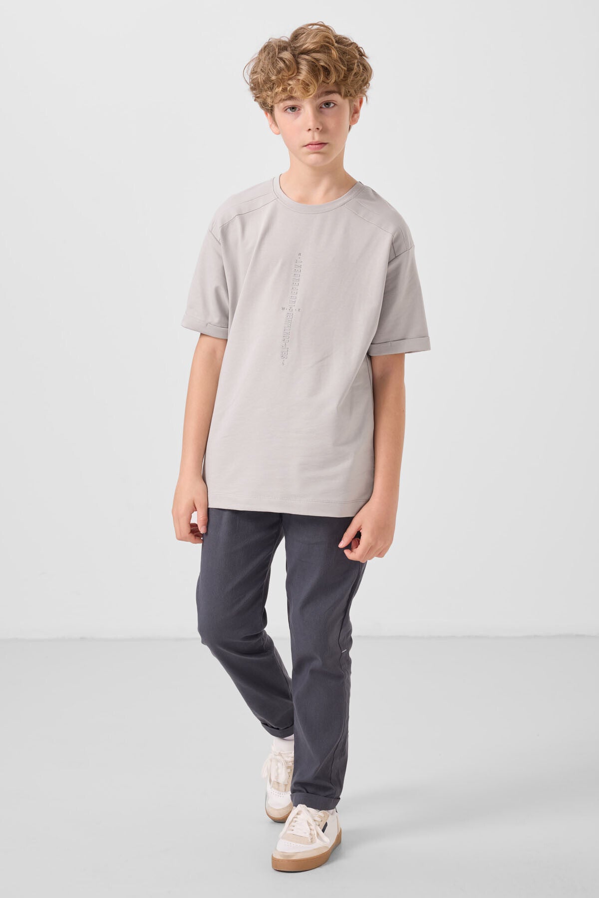 Image of Taş Pamuklu Yumuşak Dokulu Oversize Baskılı Erkek Çocuk T-Shirt - 11301