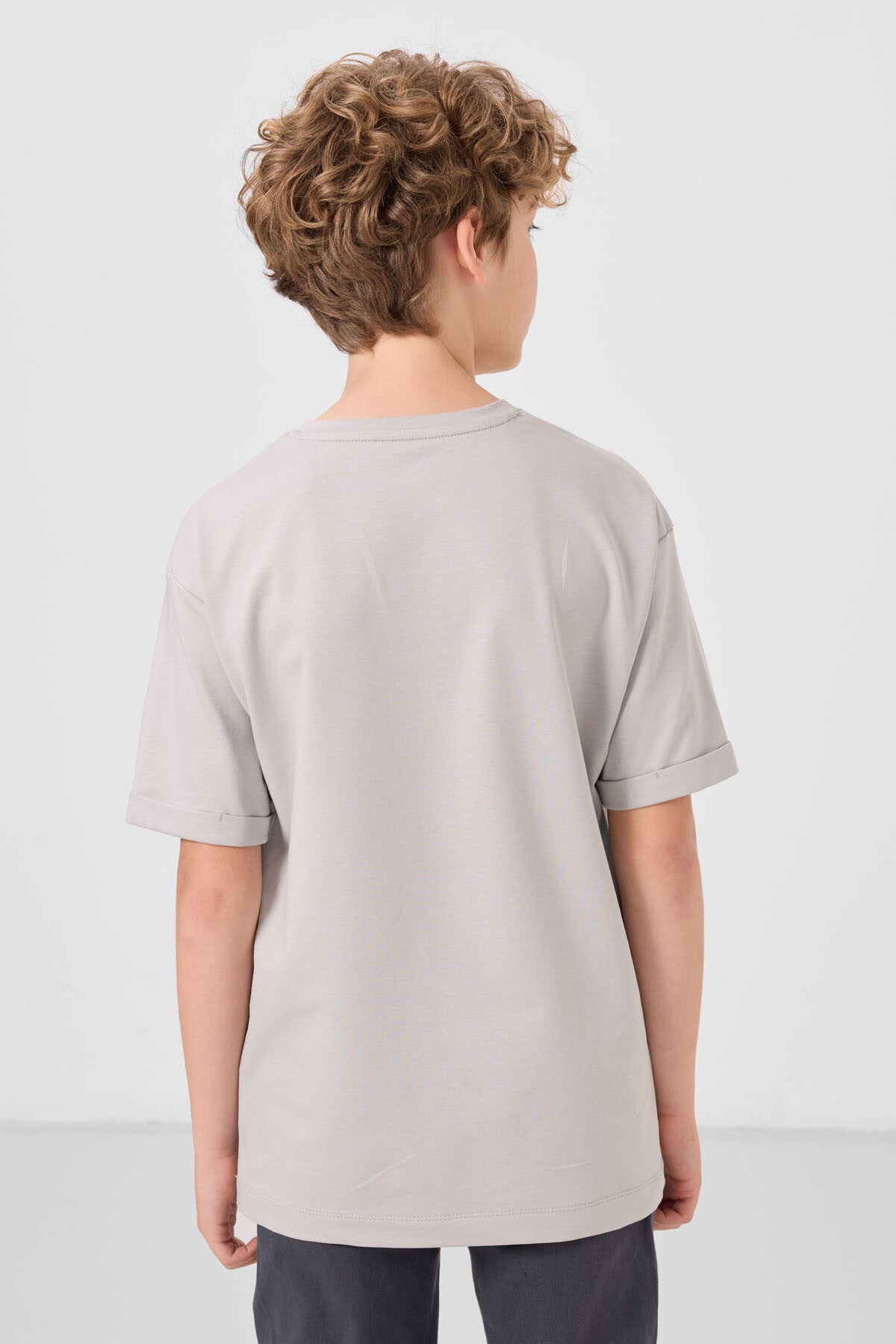 Image of Taş Pamuklu Yumuşak Dokulu Oversize Baskılı Erkek Çocuk T-Shirt - 11301