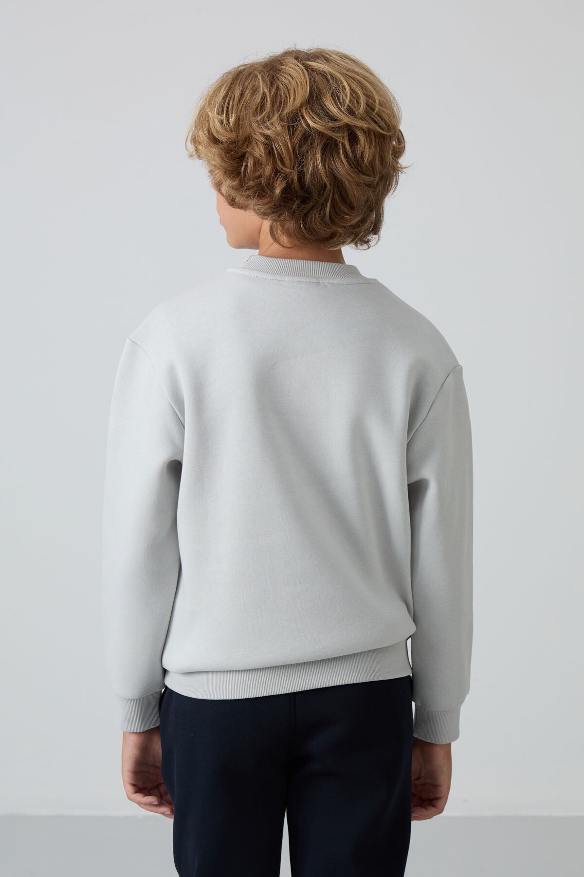 Image of Taş Pamuklu Kalın İçi Tüylü Yumuşak Dokulu Standart Fit Nakışlı Erkek Çocuk Sweatshirt - 11232