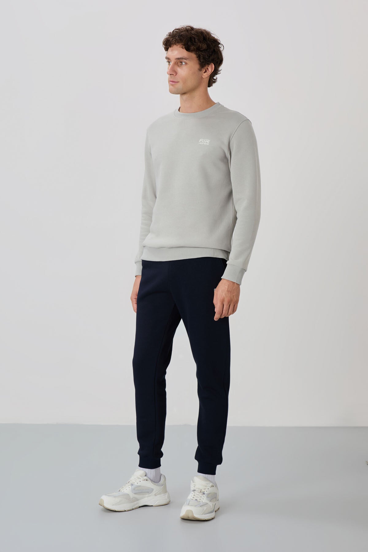Image of Andy Taş - Navy Blue Fleece Men's Tracksuit Set - 85190
