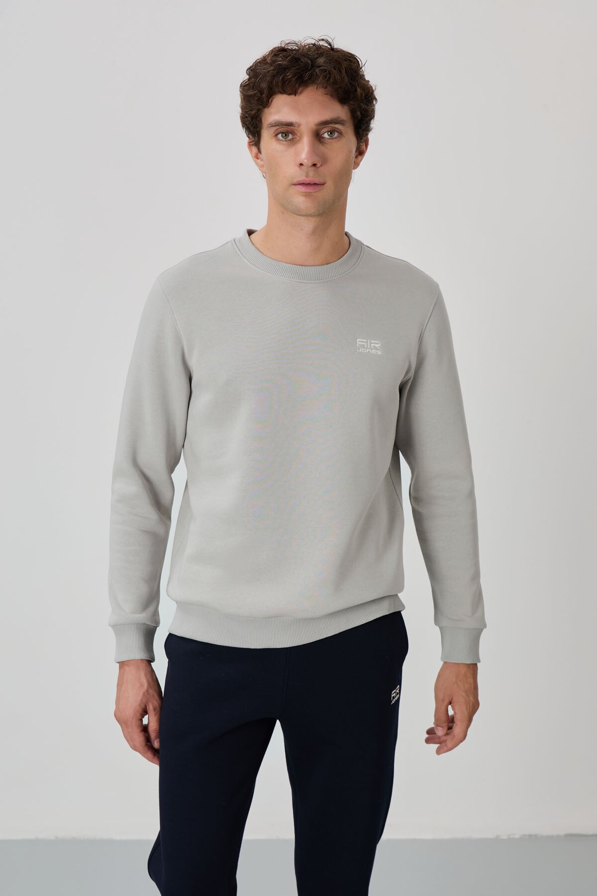 Image of Andy Taş - Navy Blue Fleece Men's Tracksuit Set - 85190