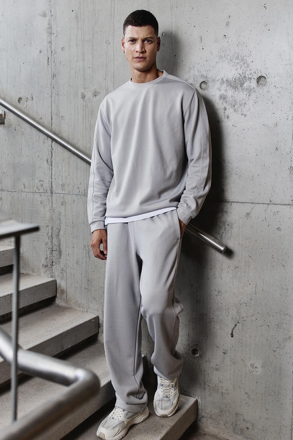 Image of Taş Yüzeyi Dokulu Oversize Erkek Eşofman Takım - 85275