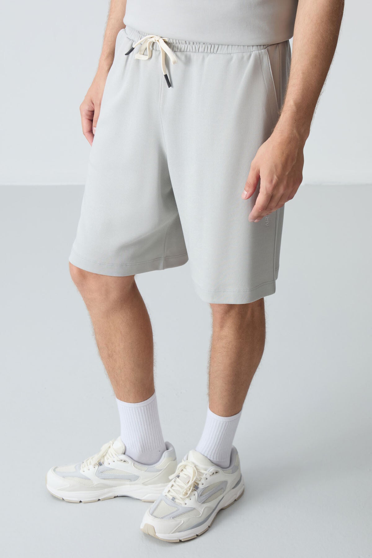 Image of Taş Pamuklu Kalın Yumuşak Dokulu Oversize Fit Basic Erkek Şort Takım - 85257