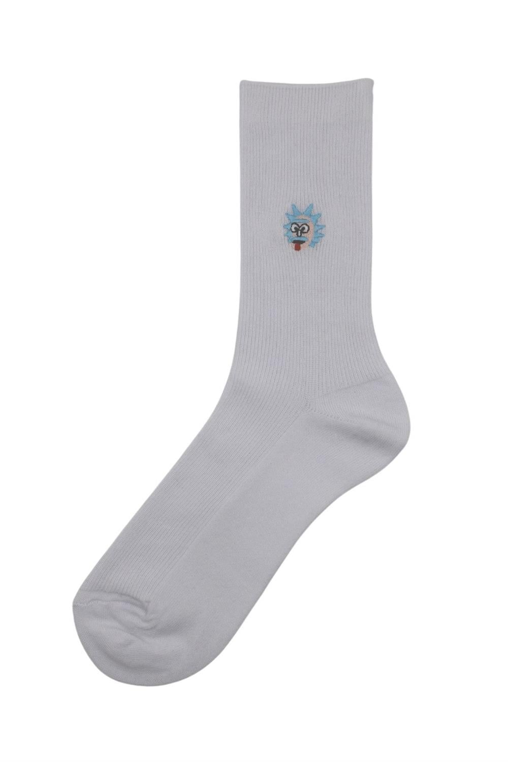 Image of Unisex Desenli Nakışlı Renkli Tenis Kolej Pamuklu Çorap 2'Li Paket