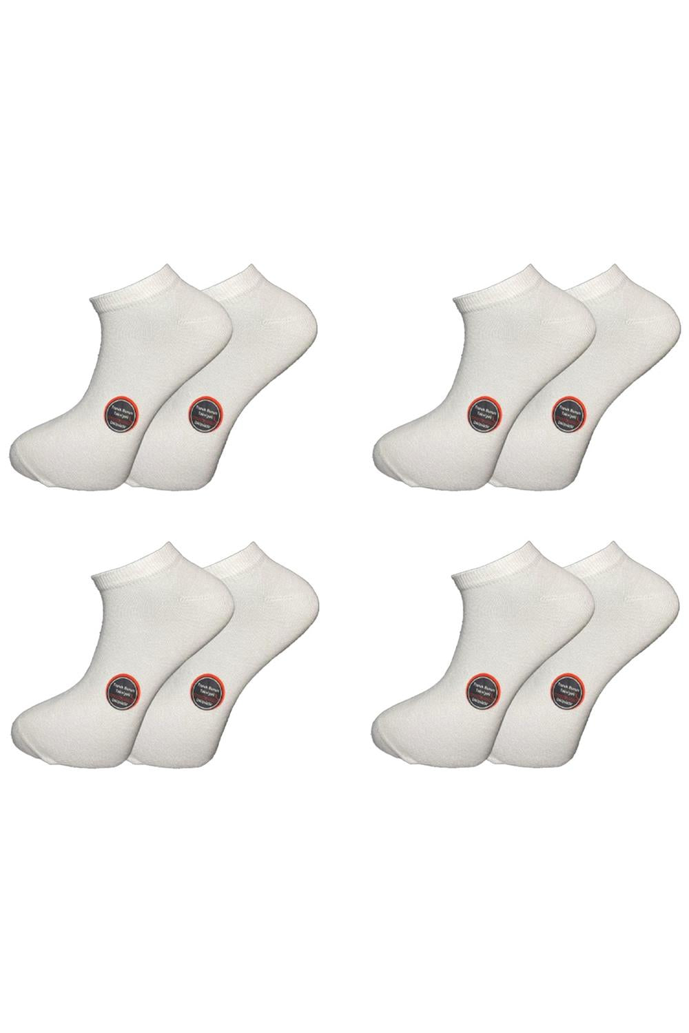 Image of Unisex Pamuklu Dikişsiz Beyaz Patik 4'Lü Paket