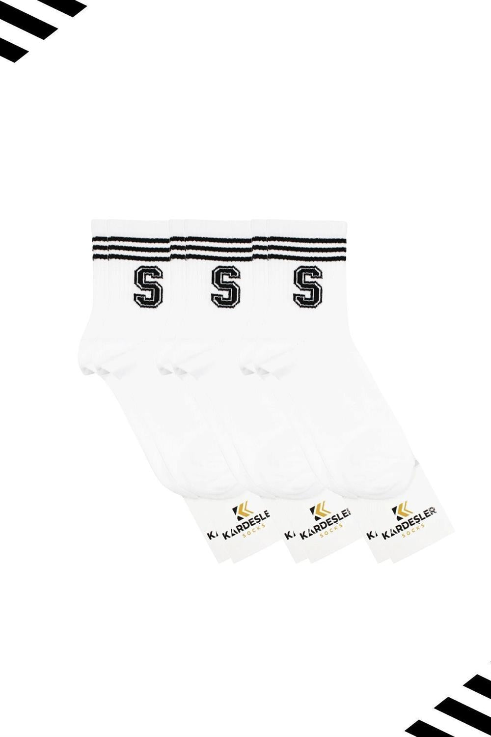 Image of Unisex S Harfi Desenli Tenis Çorap (HARFLİ ÇORAP) 3'Lü Paket