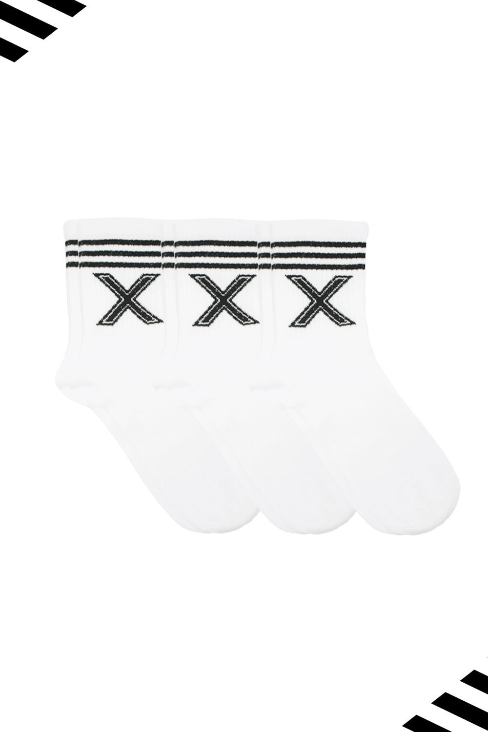 Image of Unisex X Harfi Desenli Tenis Çorap (Harfli Çorap) 3'Lü Paket