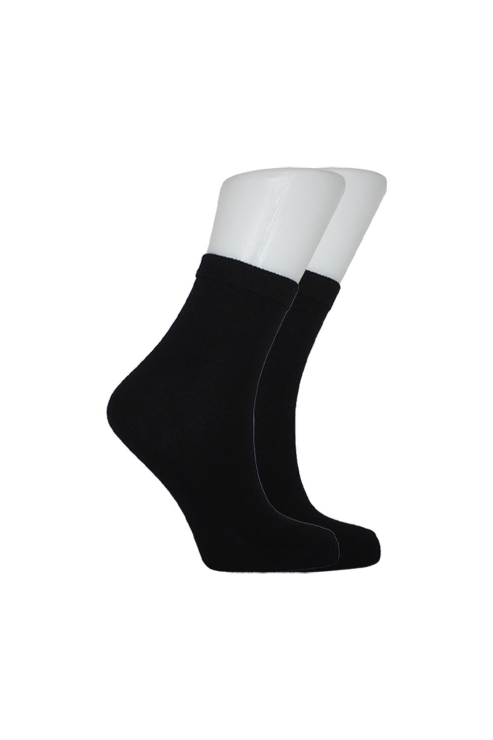 Image of Unisex Yarım Konç Siyah Pamuklu Düz Çorap 3'Lü Paket