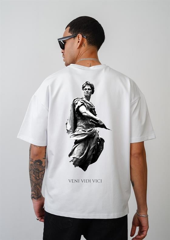 Image of Veni Vidi Vici Baskılı Unisex Oversize Kalıp Tişört