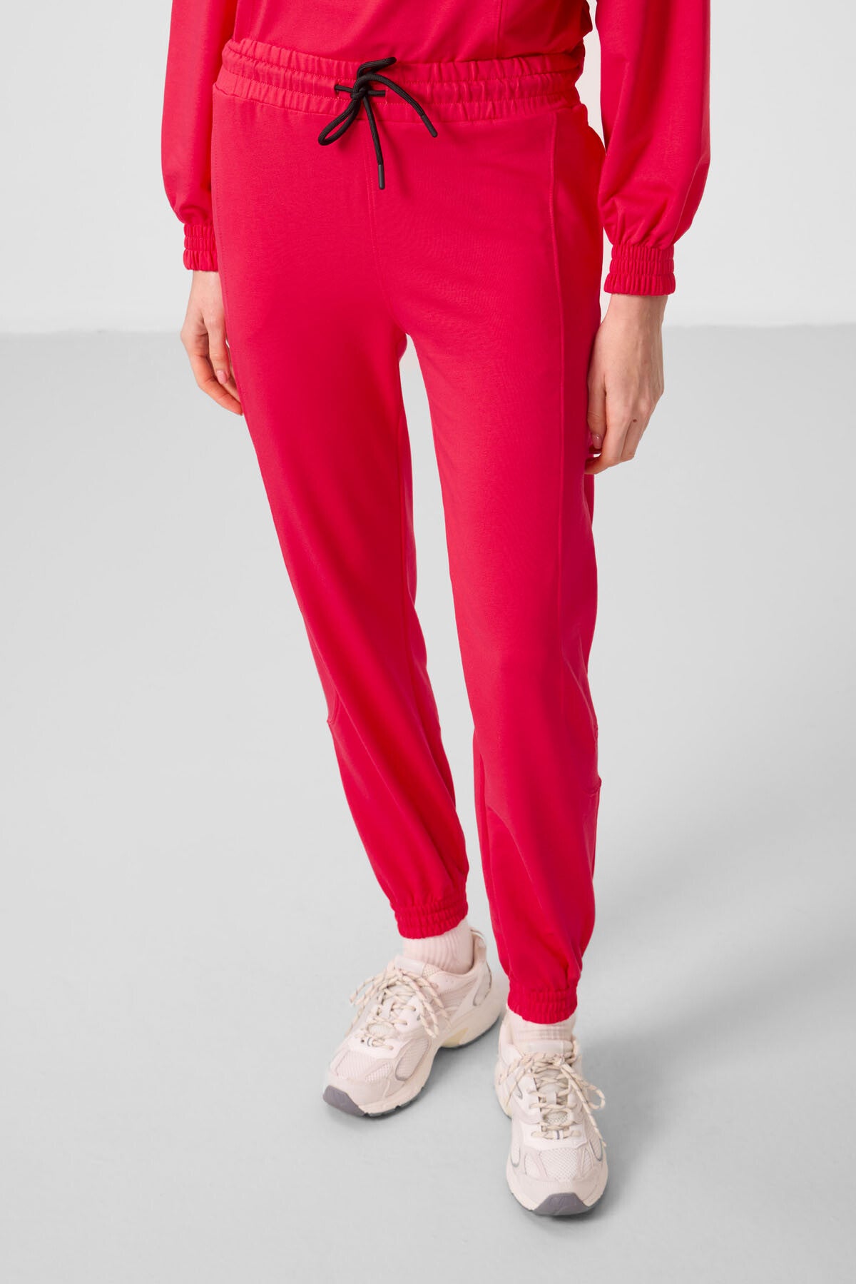Image of Viva Kırmızı O Yaka Basic Oversize Kadın Eşofman Tunik Takım - 95347
