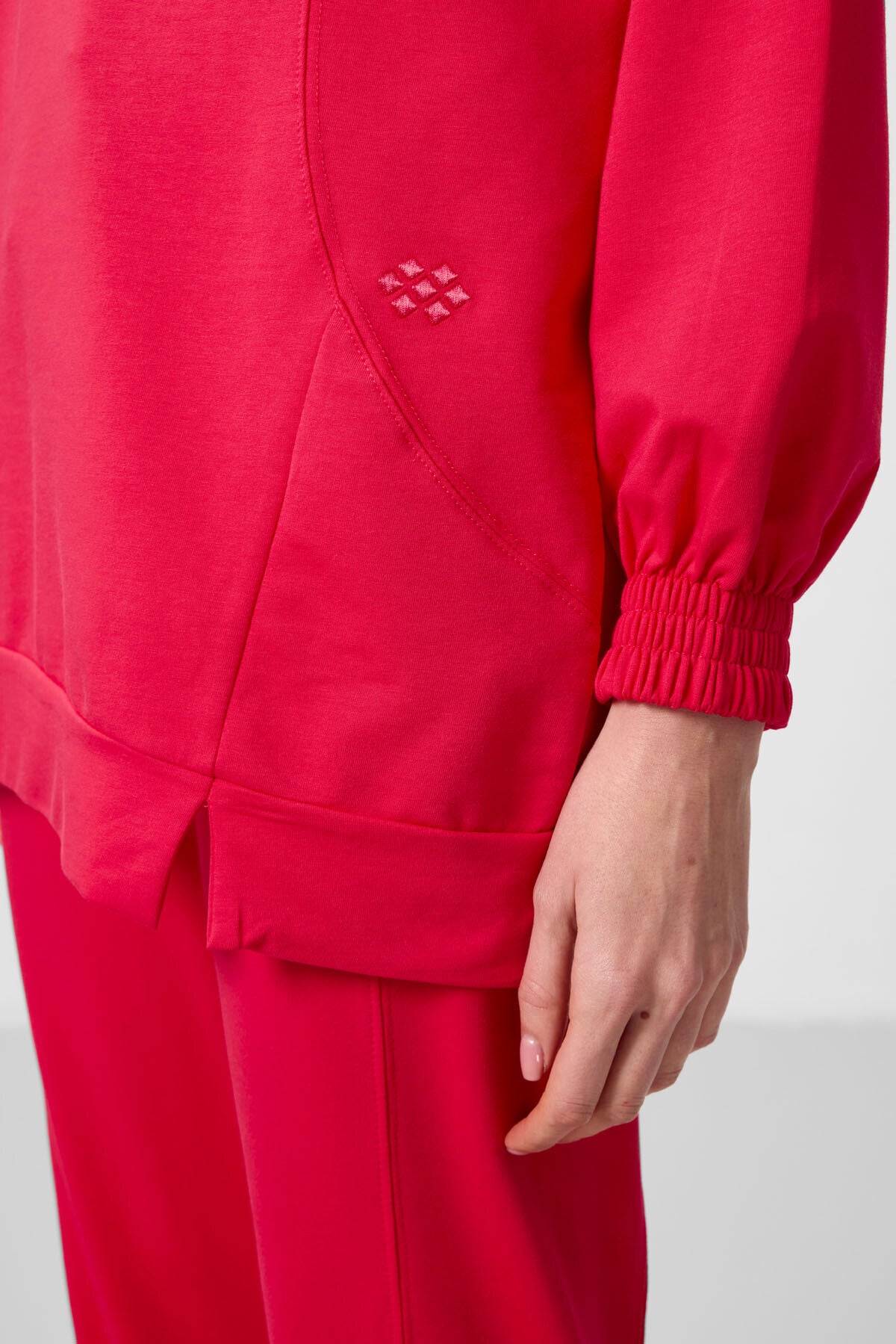 Image of Viva Kırmızı O Yaka Basic Oversize Kadın Eşofman Tunik Takım - 95347