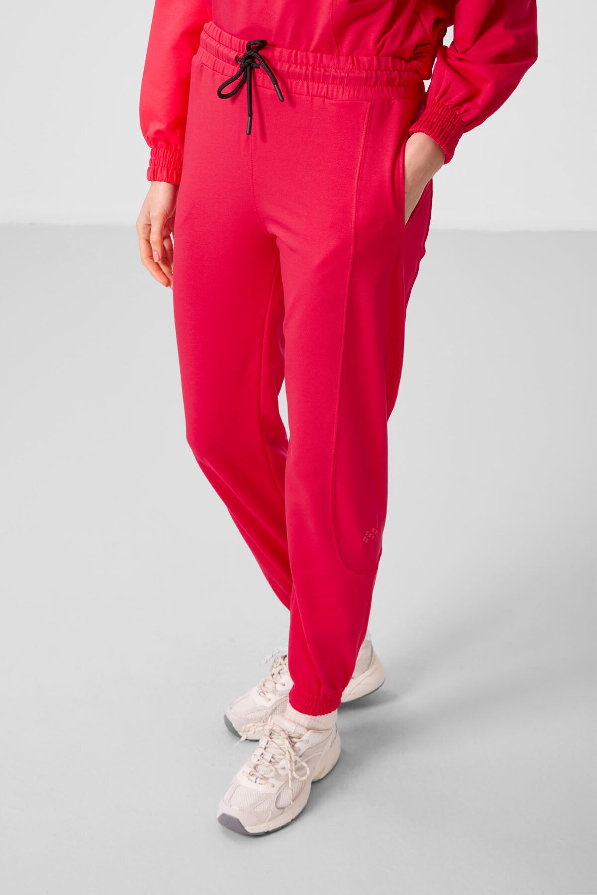 Image of Viva Red O-Neck Basic Oversize Women's Tracksuit Tunic Set - 95347
