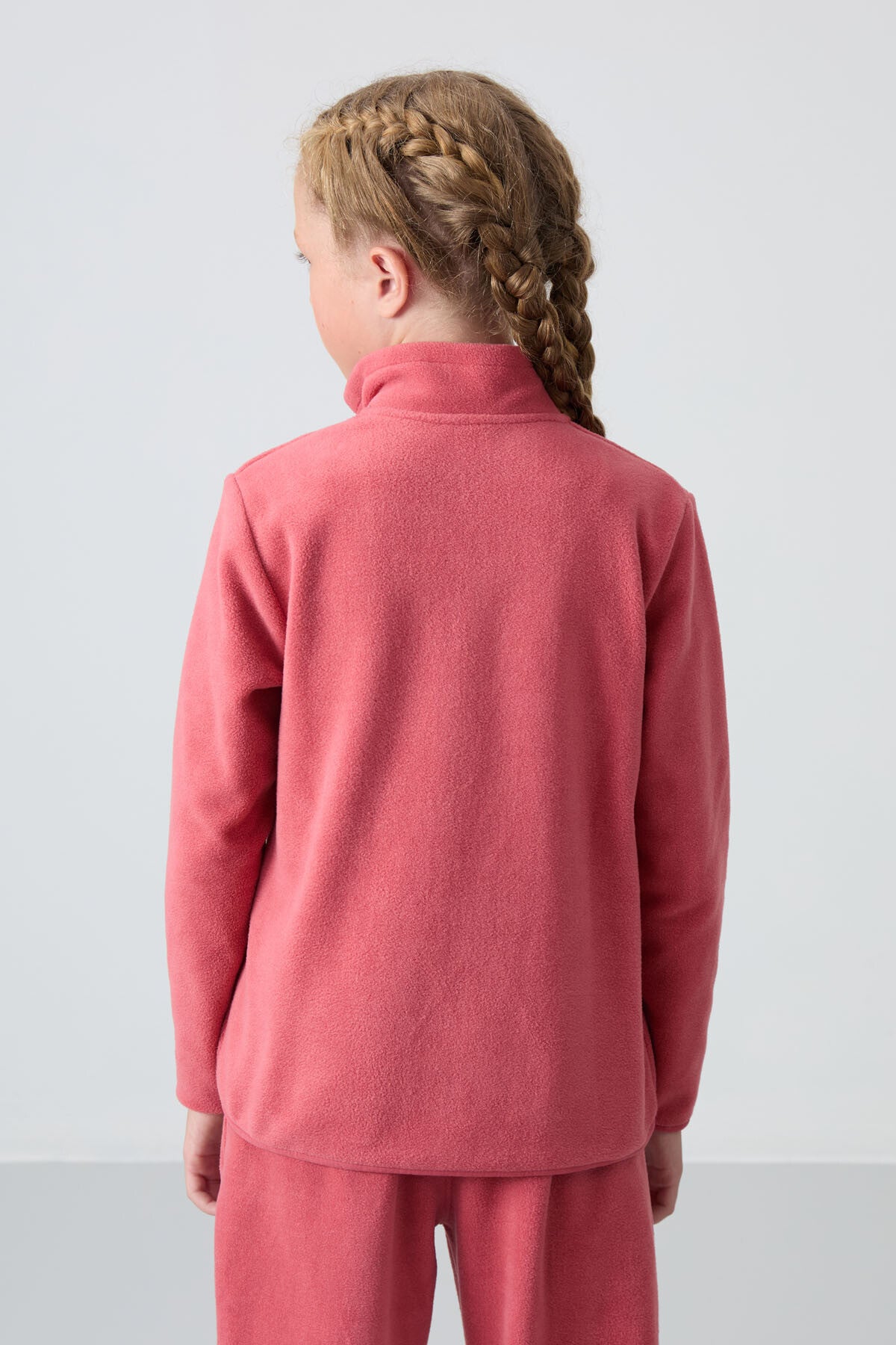 Image of Yaban Gülü Kalın Yumuşak Dokulu Standart Fit Nakışlı Polar Kız Çocuk Sweatshirt - 75154