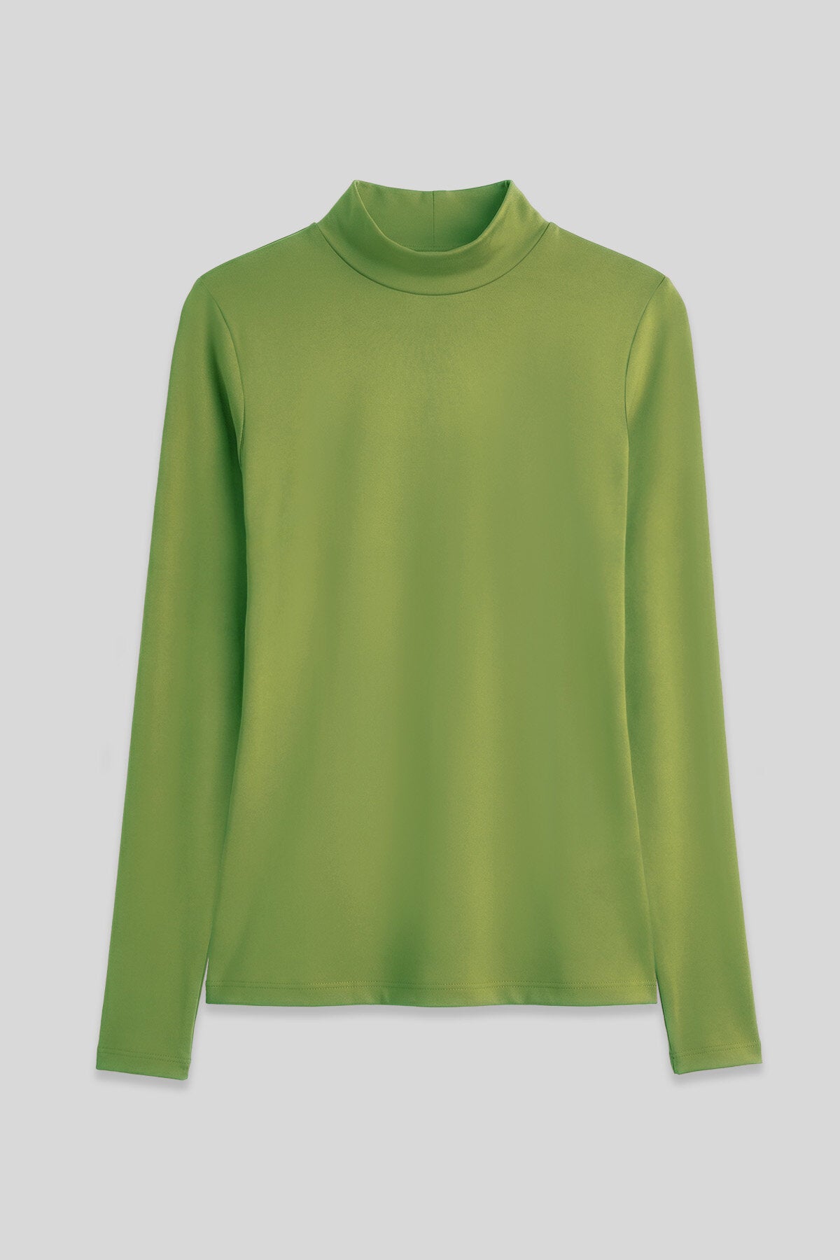 Image of Yağ Yeşili Balıkçı Yaka Basic Uzun Kollu Kadın Body - 97306