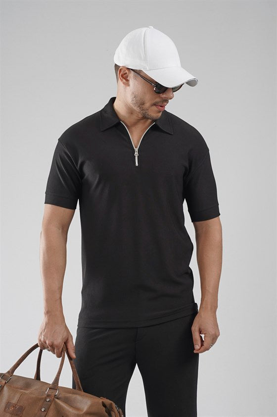Image of Yakası Fermuarlı Regular Kalıp Pantolon Tişört Alt Üst Takım