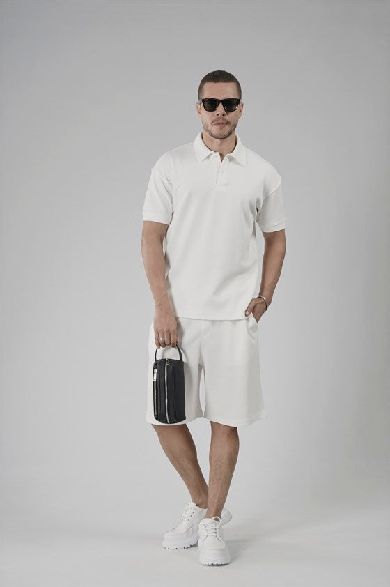 Image of Yarım Oversize Kalıp Polo Yaka Erkek Şort Takım