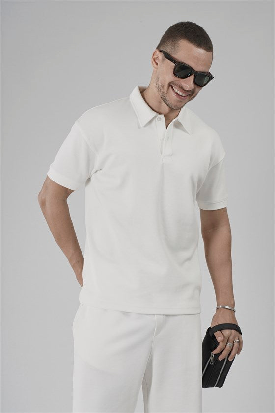 Image of Yarım Oversize Kalıp Polo Yaka Erkek Şort Takım