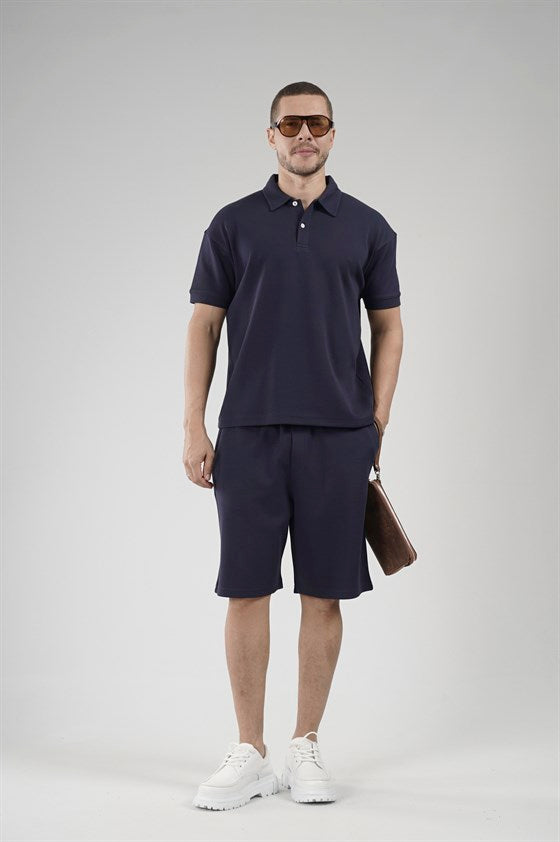 Image of Yarım Oversize Kalıp Polo Yaka Erkek Şort Takım